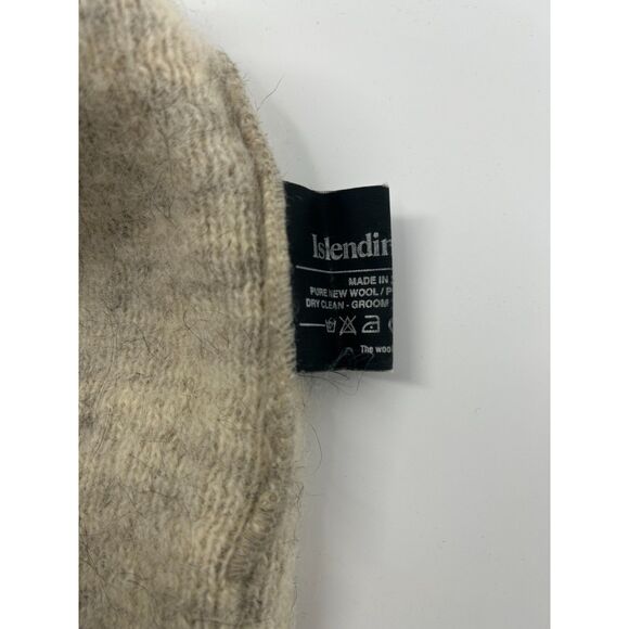 Vintage Icelandic Pure New Wool Knit Beige Brown Blue Striped Iceland Winter Hat - Picture 3 of 6